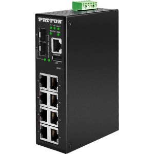 Patton FP2008E Managed Industrial Ethernet Switch, 10 ports, 10/100/1000Tx, 2 SFP Cages